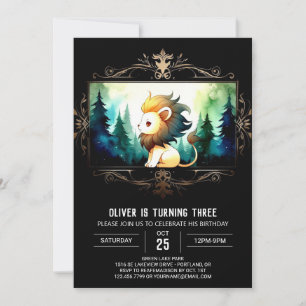Invitación Whimsical Boho Lion Birday