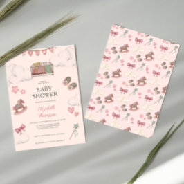 Invitación Whimsical Boho Nursery Bassinet sueña a caballo