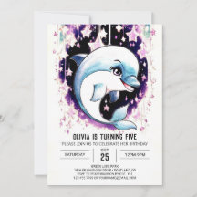 Whimsical Boho Watercolor Dolphin Cumpleaños