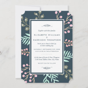 Invitación Whimsical Botanical Berry Boda