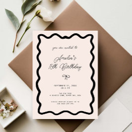 Invitación Whimsical Bow cursive border 16th birthday