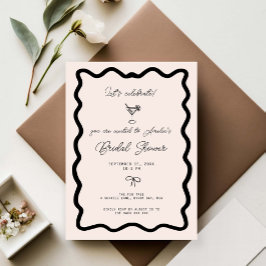 Invitación Whimsical Bow cursive border martini bridal shower