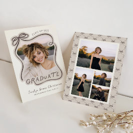 Invitación Whimsical Bow Frame Photo Collage Graduation