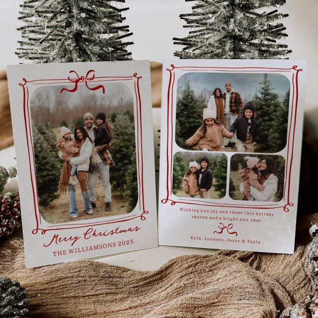 Invitación Whimsical Bow Frame Photo Holiday Christmas Card (Subido por el creador)