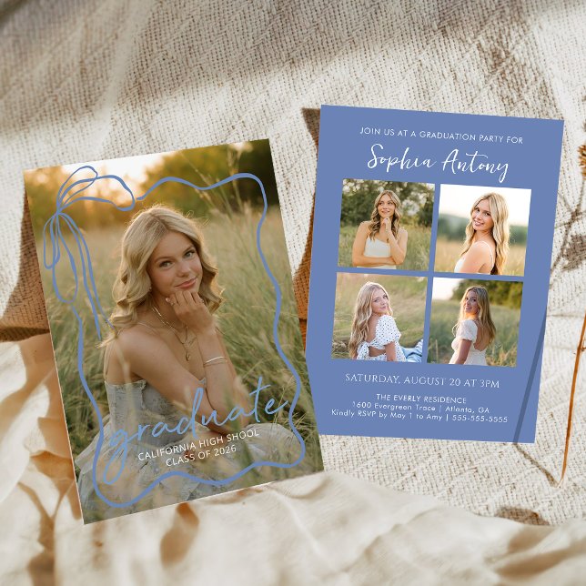 Invitación Whimsical Bow Photo Graduation Party Invitation (Subido por el creador)
