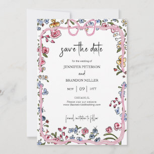Invitación Whimsical Bow Save the Date Photo