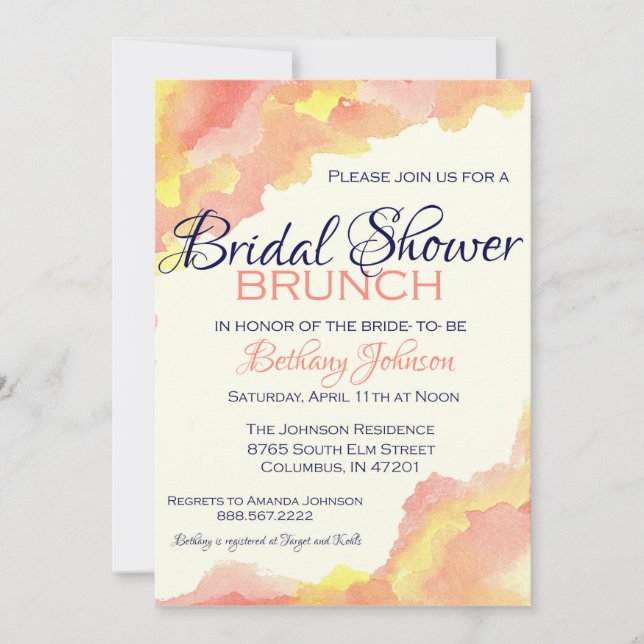 Invitación Whimsical Bridal Shower Brunch (Anverso)