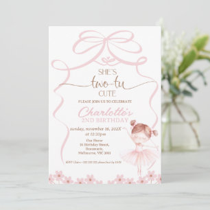 Invitación Whimsical Brown Hair Ballerina Dos Tu Segundo Cump