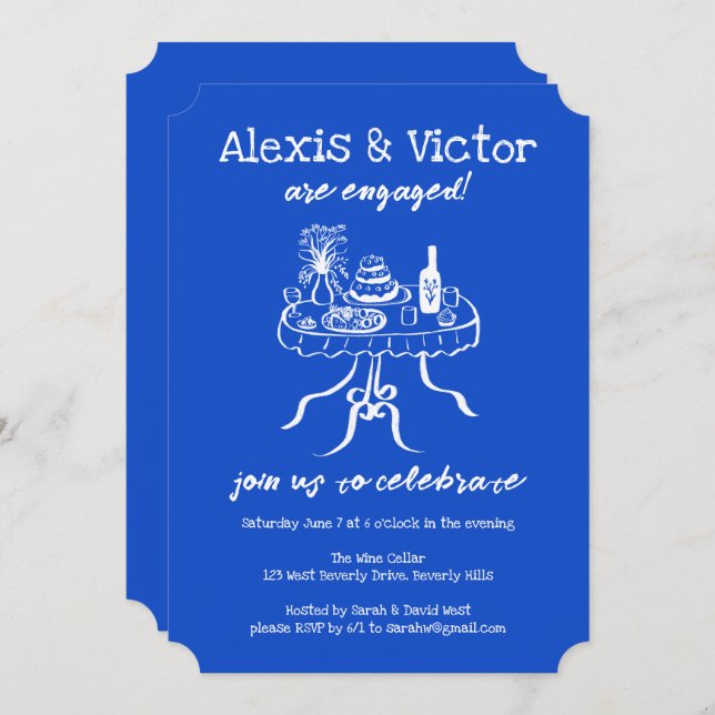 Invitación Whimsical Buffet DInner Personalizado Engagement P (Anverso / Reverso)