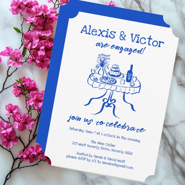 Invitación Whimsical Buffet DInner Personalizado Engagement P (Whimsical Buffet DInner Custom Engagement Party Invitation
)