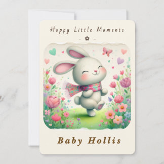 Invitación Whimsical Bunny Baby Shower Invitation Soft Floral