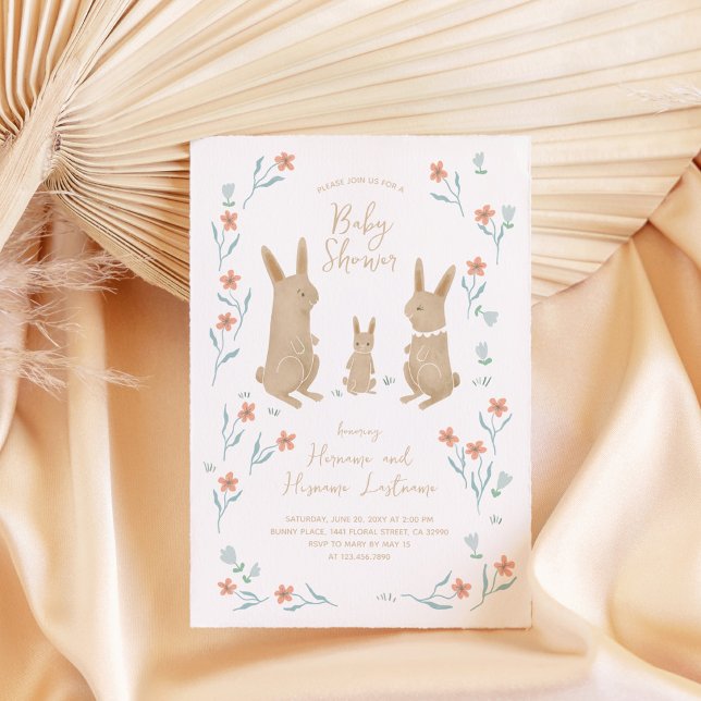 Invitación Whimsical Bunny Family Cute Couples Baby Shower (Subido por el creador)