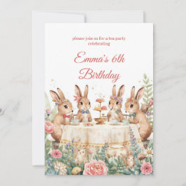 Invitación Whimsical Bunny Garden Tea Party Birthday