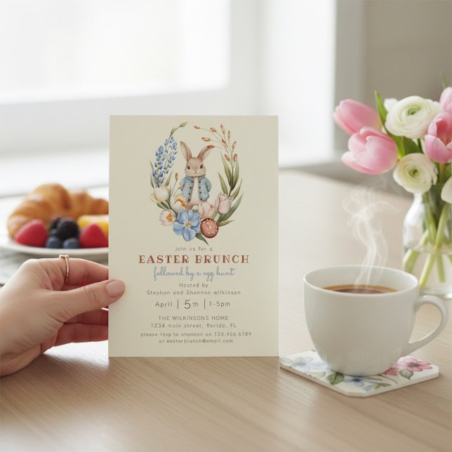 Invitación Whimsical Bunny Springtime Floral Easter Brunch In (Subido por el creador)