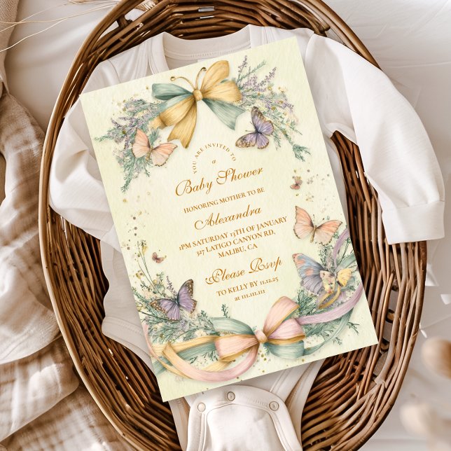 Invitación Whimsical Butterfly Bow Baby Shower (Subido por el creador)