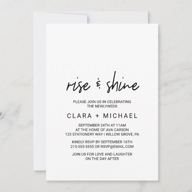 Invitación Whimsical Calligraphy Boda Brunch (Anverso)