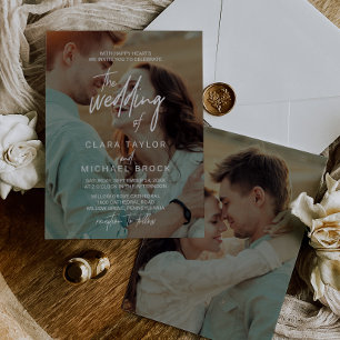 Invitación Whimsical Calligraphy Photo Overlay The Wedding Of