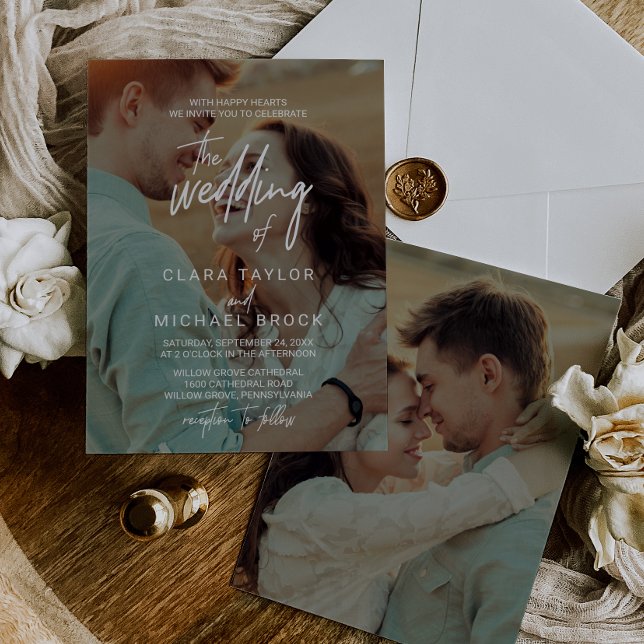 Invitación Whimsical Calligraphy Photo Overlay The Wedding Of (Subido por el creador)