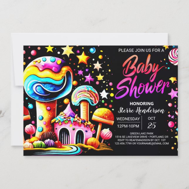 Invitación Whimsical Candyland Bliss Baby Shower (Anverso)