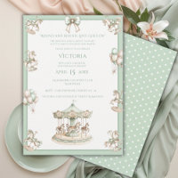 Whimsical Carousel Sage Green Baby Shower