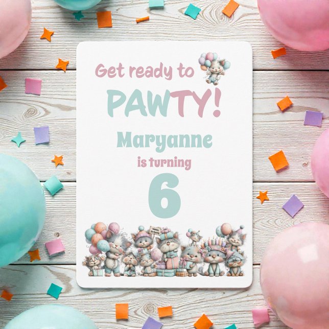 Invitación Whimsical Cat Watercolor Birthday Invitation (Subido por el creador)