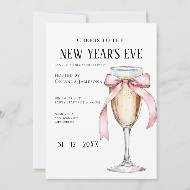 Invitación Whimsical  Champagne New Year's Eve Party  Invitat (Anverso)