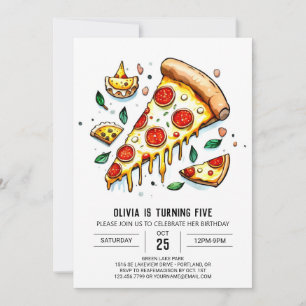 Invitación Whimsical Cheese Pizza Birthday