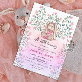 Invitación Whimsical Chica Bunny Floral Baby Shower