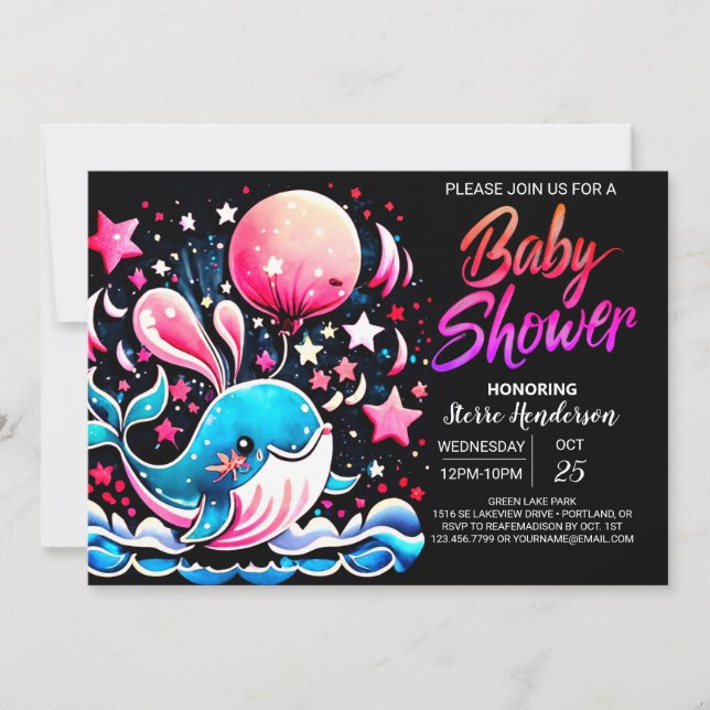 Invitación Whimsical Chica Náutico Baby Shower (Anverso)