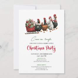 Invitación Whimsical Chickens Holiday Celebration Party Card