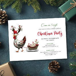Invitación Whimsical Chickens Minimalist Christmas Party Card