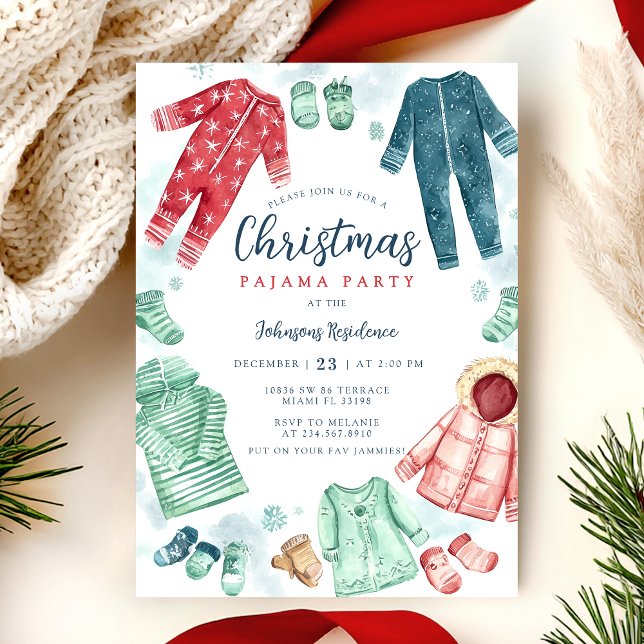 Invitación Whimsical Christmas Pajama Party Invitation  (Subido por el creador)