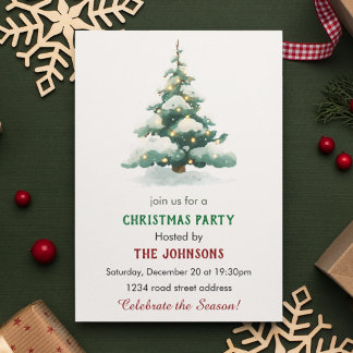 Invitación Whimsical Christmas Tree Dinner Party Invitation