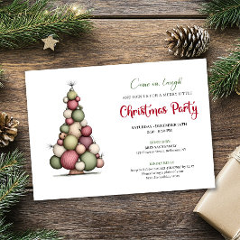 Invitación Whimsical Christmas Tree Red Green Holiday Invite