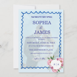 Invitación Whimsical Citrus Biue & flower Wedding 