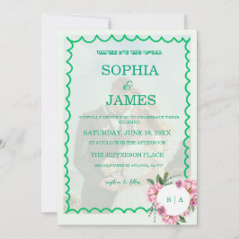 Invitación Whimsical Citrus Green & flower Wedding 