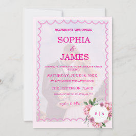 Invitación Whimsical Citrus pink & flower Wedding  Invitatio