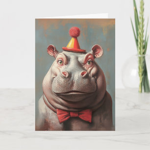 Invitación Whimsical Clown Hippo Retrato