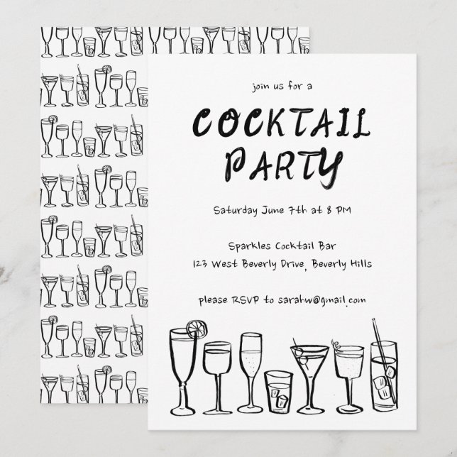 Invitación Whimsical Cocktail Bebe Personalizado fiesta de cu (Anverso / Reverso)