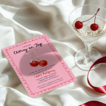 Whimsical Coquette Cherry en Baby Shower superior