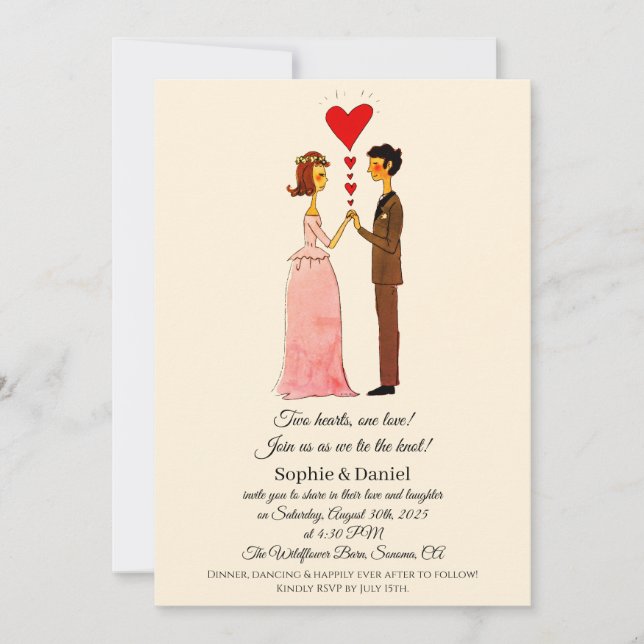 Invitación Whimsical Couple Boda (Anverso)