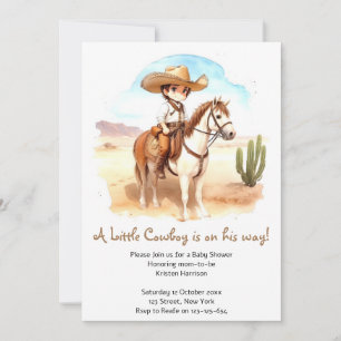 Invitación Whimsical Cowboy Adventure Baby Shower