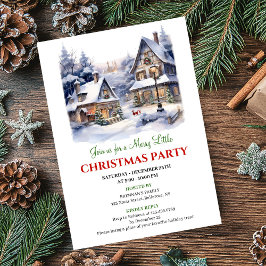 Invitación Whimsical cozy Christmas village winter scene 