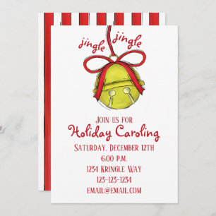 Invitación Whimsical Cuidad Gold Jingle Bell Holiday Party
