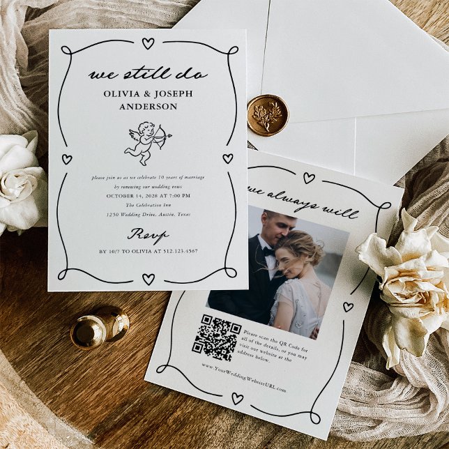 Invitación Whimsical Cupid | We Still Do Wedding Vow Renewal (Subido por el creador)