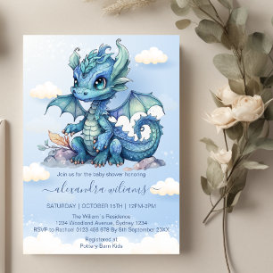 Invitación Whimsical Cute Baby Dragon Baby Shower