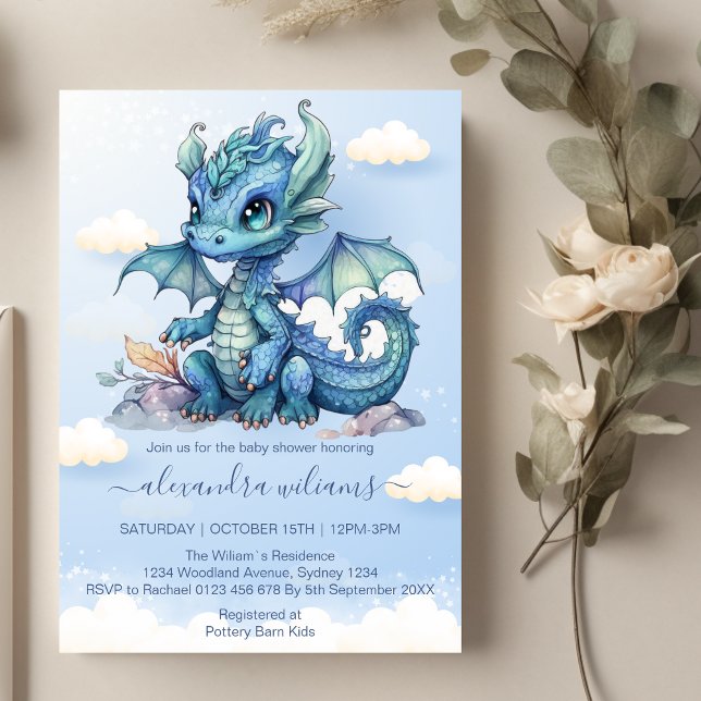 Invitación Whimsical Cute Baby Dragon Baby Shower (Subido por el creador)