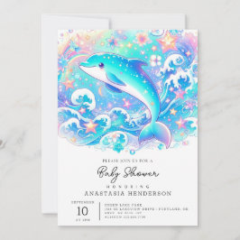 Invitación Whimsical Cute Dolphin Baby Shower
