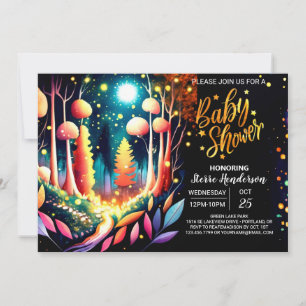 Invitación Whimsical Cute Editable Fireflies Baby Shower