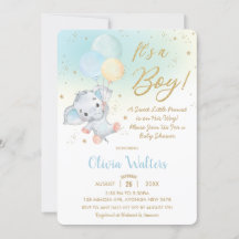 Whimsical Cute Elephant Balloons Baby Shower Boy